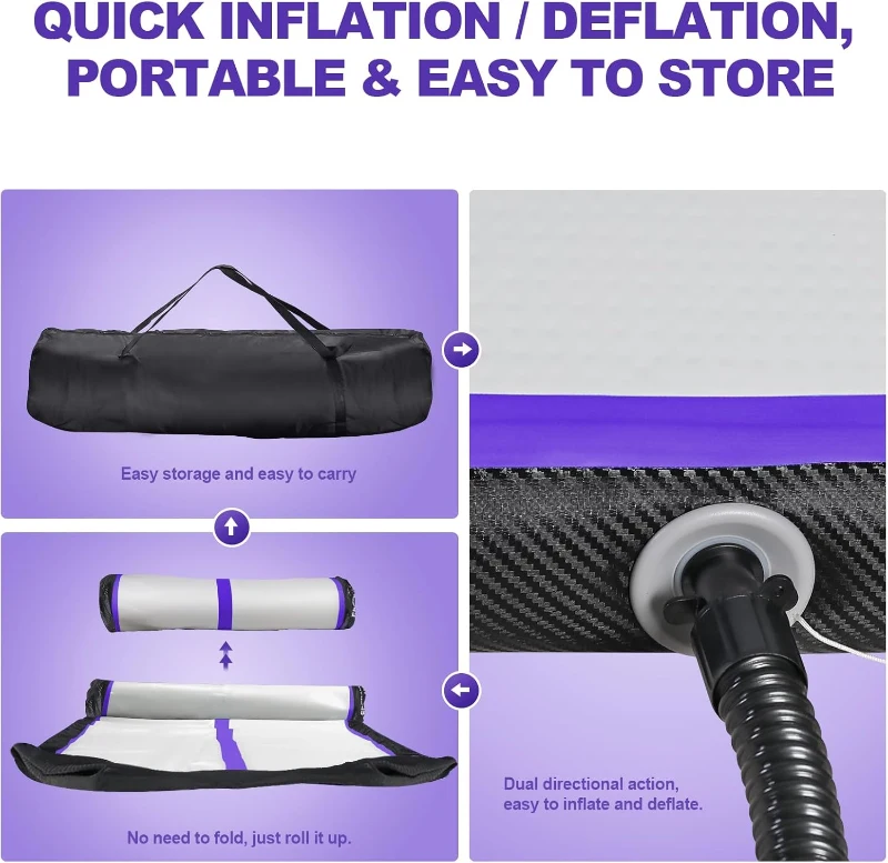 FBSPORT Inflatable Air Gymnastics Track – 20ft, 4/8-inch Thick Inflatable Training Mat with Electric Pump for Home, Club and Professional Use