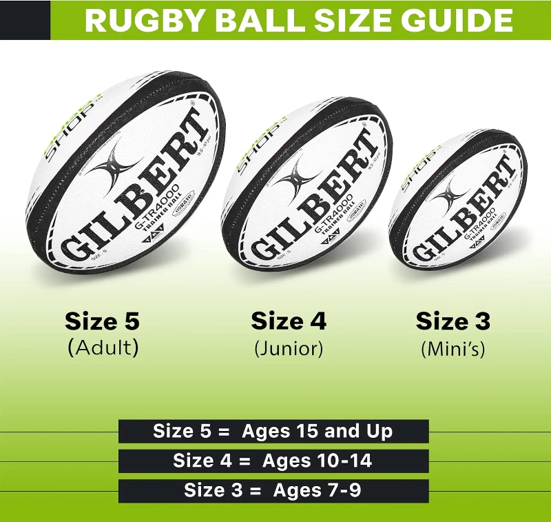 World Rugby Shop x Gilbert G-TR4000 Training Rugby Ball - Adult & Youth Sizes 3, 4, 5 - 3-Ply Hand-Stitched