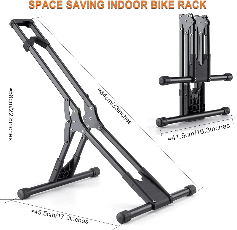 CHEPARK 3-Bike Freestanding Floor Stand — Indoor Garage/Home Bike Rack for 20""–29"" Bikes (Fits Tires up to 2.4"")