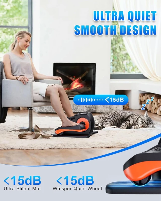 Under-Desk Electric Elliptical for Seniors – Portable Quiet Seated Pedal Exerciser with 12 Speeds & Remote Control