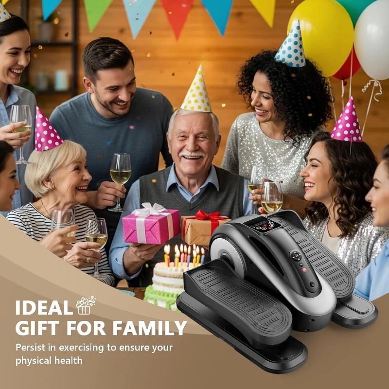 Under-Desk Elliptical Leg Exerciser — Electric Pedal Machine for Seniors, 12 Speeds & 12 Modes with Remote, Elastic Cord, Manual and Auto for Home Office