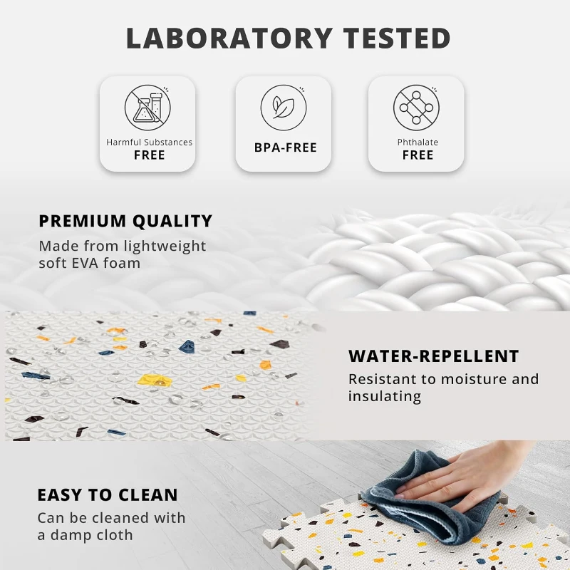 bemaxx EVA Interlocking Gym Mats Set - 18 Pieces + Edging, 12.6""x12.6""x0.4"" Tiles, 18 sqft Protective Floor Padding for Home Gym, Garage, Playroom