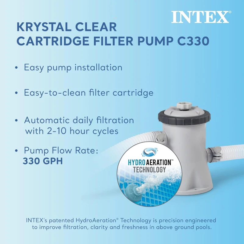 INTEX 28207EH Beachside 10 ft x 30 in Metal-Frame Above-Ground Pool Set — Includes 330 GPH Cartridge Filter Pump