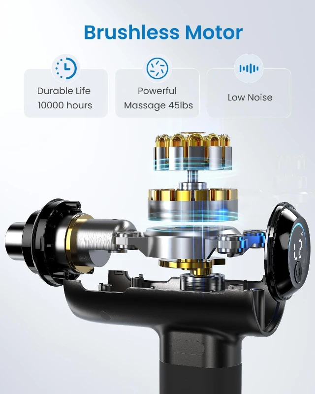 RENPHO Deep Tissue Massage Gun with Bluetooth & App, 10mm Amplitude, 45 lb Force, 5 Heads, 1.5H Fast Charge, LED Display, Carry Case