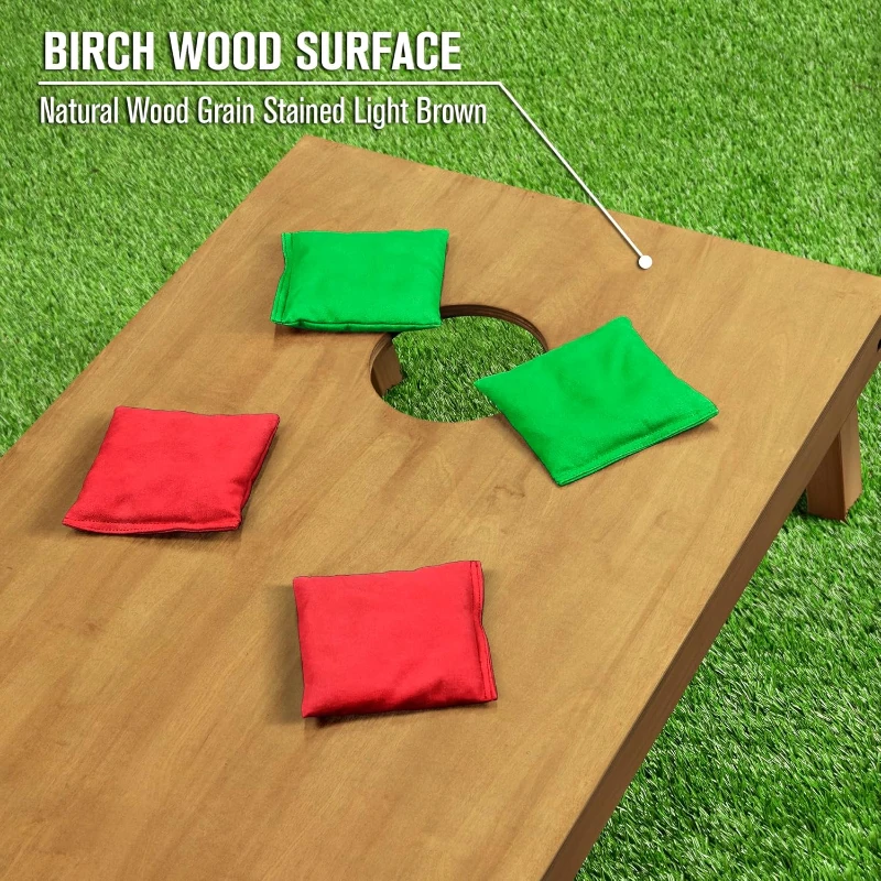 GoSports Regulation 4 ft x 2 ft Wooden Cornhole Set with Light Brown Stain, Includes Carrying Case & Bean Bags