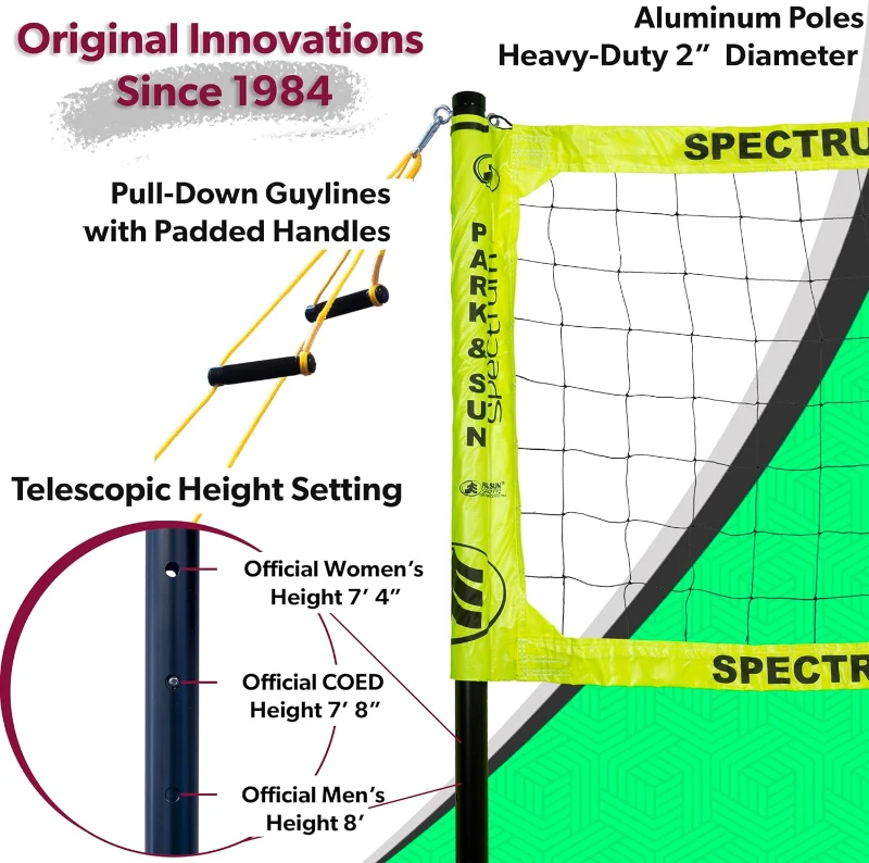 Park & Sun Sports Spectrum Classic — Professional Adjustable Outdoor Volleyball Net System