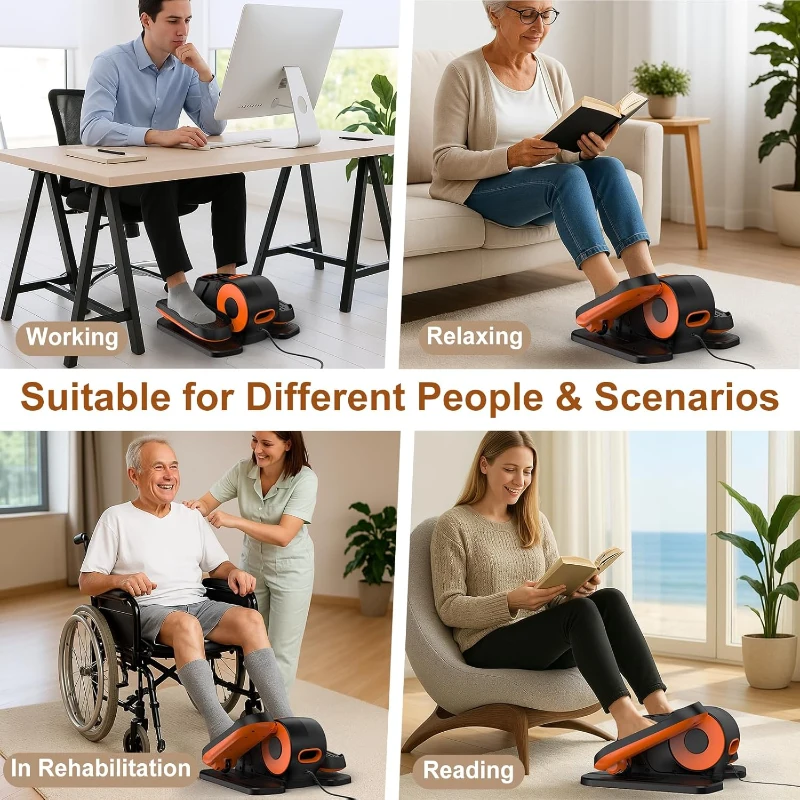 VIVURN 028 Under-Desk Elliptical — 12-Speed, 5-Mode Motorized Leg Trainer for Seated Use, Low-Noise for Home & Office