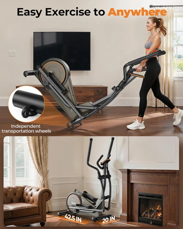 Niceday Home Elliptical Trainer — Hyper-Quiet Magnetic Drive with 15.5"" & 20"" Stride Options, 16 Resistance Levels and 500 lb Load Capacity