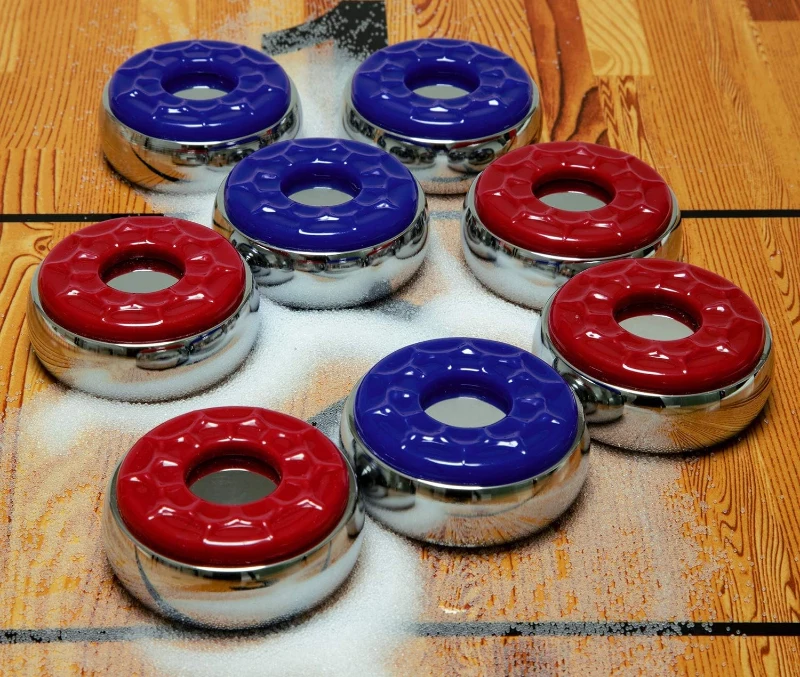 Complete Shuffleboard Accessory Bundle — 8 Pucks, 2 Cans Medium-Speed Wax, Mini Brush & Dustpan