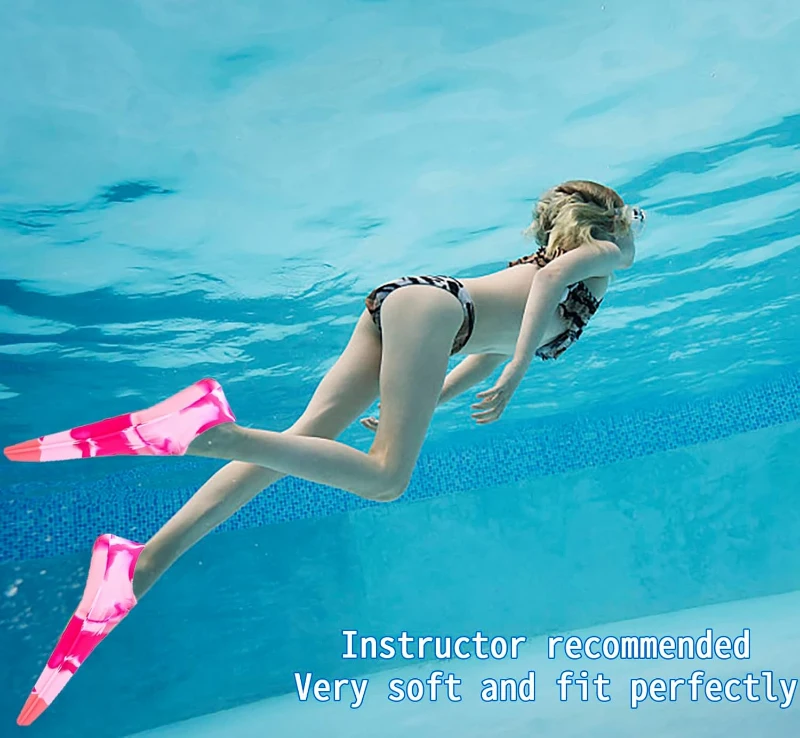 Short Flipper Swim Fins for Kids — Comfortable Lap Training Fins for Children, Girls, Boys, Beginners