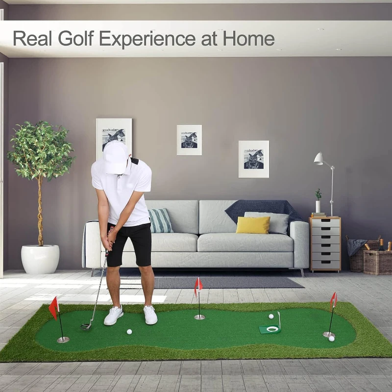 Chriiena Large Practice Putting Green Mat — Professional Indoor/Outdoor Golf Training Surface