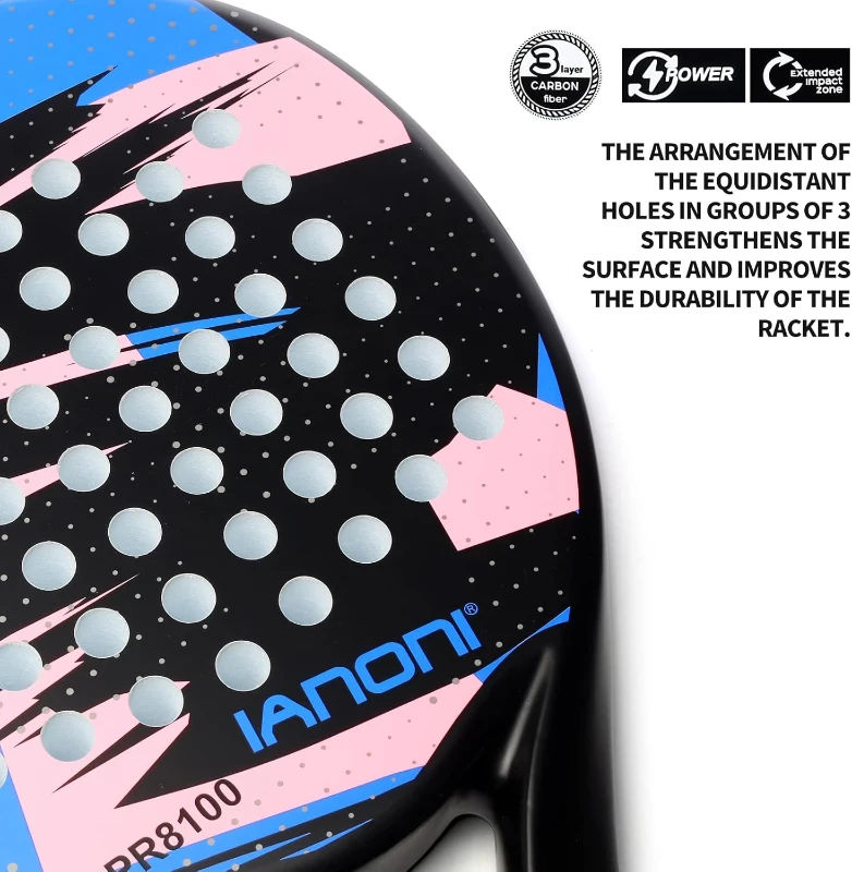 Lightweight Padel Racquet with Carbon Fiber Face and EVA Memory Flex Foam Core