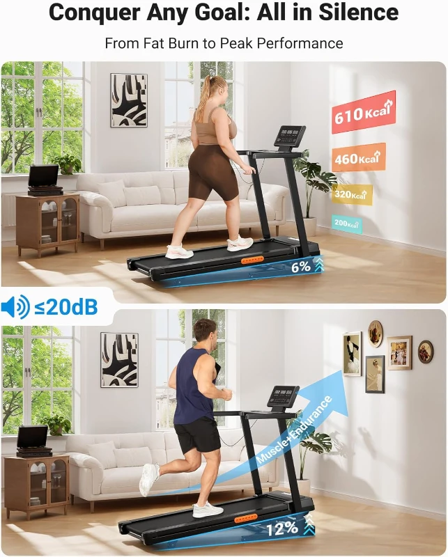 THERUN 3.0 HP Auto-Incline Foldable Treadmill – Brushless Motor, 12-Level Incline, Quiet Operation, 300 lb Capacity