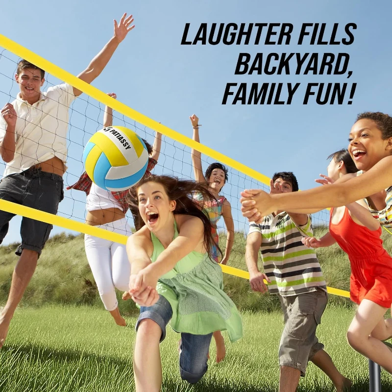 Patiassy Heavy-Duty Portable Volleyball Net — Adjustable Aluminum Poles, Winch Tension System, PU Ball & 1680D Carry Bag