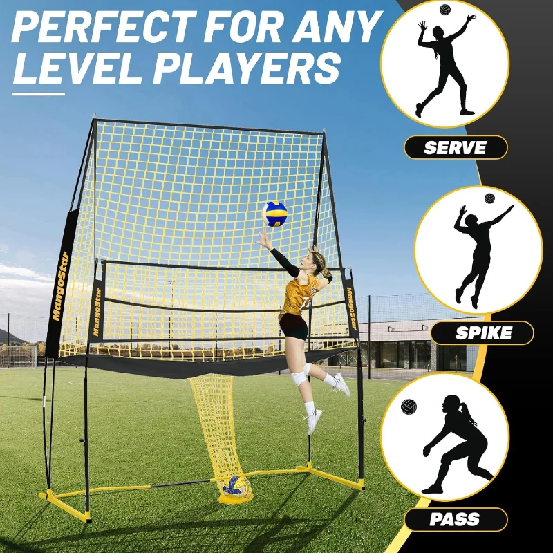 Mangostar Volleyball Training Net System (11 x 8 ft) — Freely Height-Adjustable 6.5–8 ft, Portable Indoor/Outdoor Practice Net for Serving, Setting & Spiking — Quick-Release, Easy Setup
