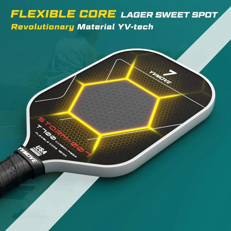 STORM 007 Pickleball Paddle — T700 Raw Carbon Face & 16 mm STR Polymer Core, Thermoformed for Spin, Power & Durability (USAPA Certified)