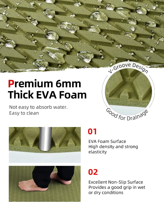 Abahub Non-Slip EVA Traction Pad - 6mm Diamond-Groove, Self-Adhesive & Trimmable (Sizes 96''x16''/23.5''/38''/47''; 48''x16'', Camouflage) for Paddleboards, Kayaks & Boats