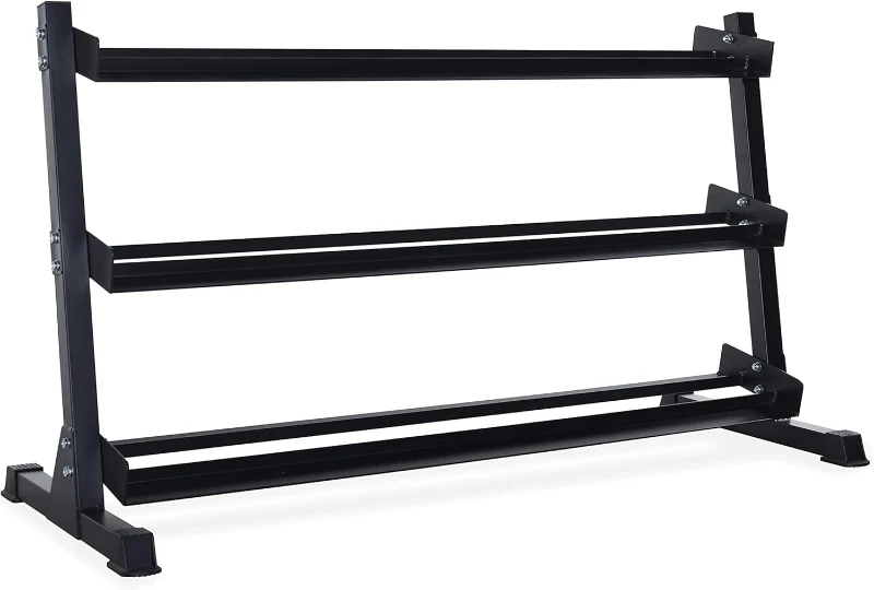 CAP Barbell Rubber Hex Dumbbell Set with Three-Tier Rack — Available in 280 lb, 550 lb & 1200 lb Options