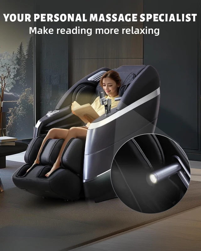 RelaxRelife 4D Full-Body Massage Chair with 166° Flexible SL Track, Reading Lamp, 18 Modes, 11 Techniques, 36 Airbags, Zero Gravity Recliner, Yoga Stretch & Foot Massage (Black)