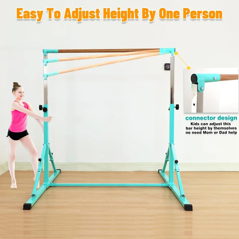 MARFULA 4 ft/5 ft Foldable Gymnastics Kip Bar Set with Mat - Adjustable Height (36""–60""), 400 lb Capacity for Kids & Club Training