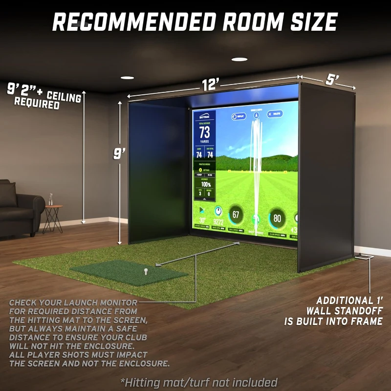 GoSports Golf Simulator Enclosure Kit with Frame and HD Impact Screen – Options: 10x8, 12x9, 14x8 ft