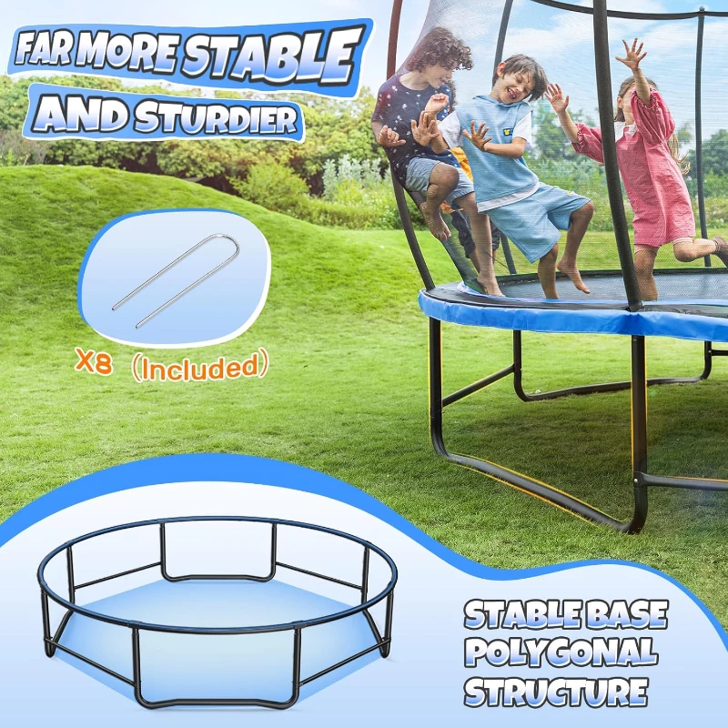 BCAN 8FT–16FT Outdoor Recreational Trampoline with Safety Enclosure and Ladder, ASTM F381-16 Certified, Durable Family Trampoline