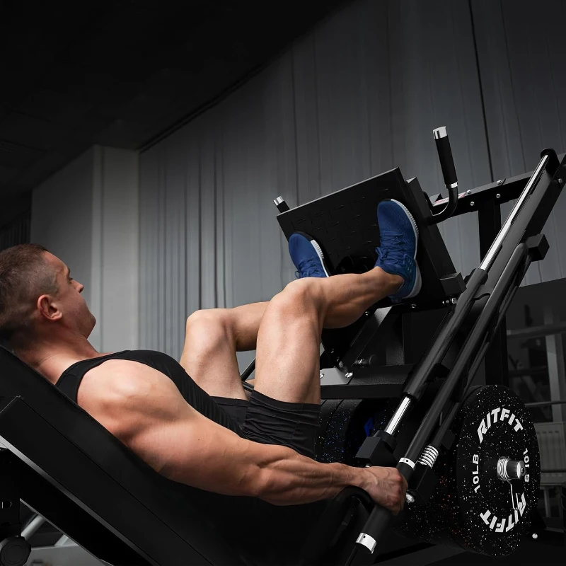 RitFit Professional Leg Press & Hack Squat Combo with Plate Set and Linear Bearings, Home Gym with Weight Storage Posts