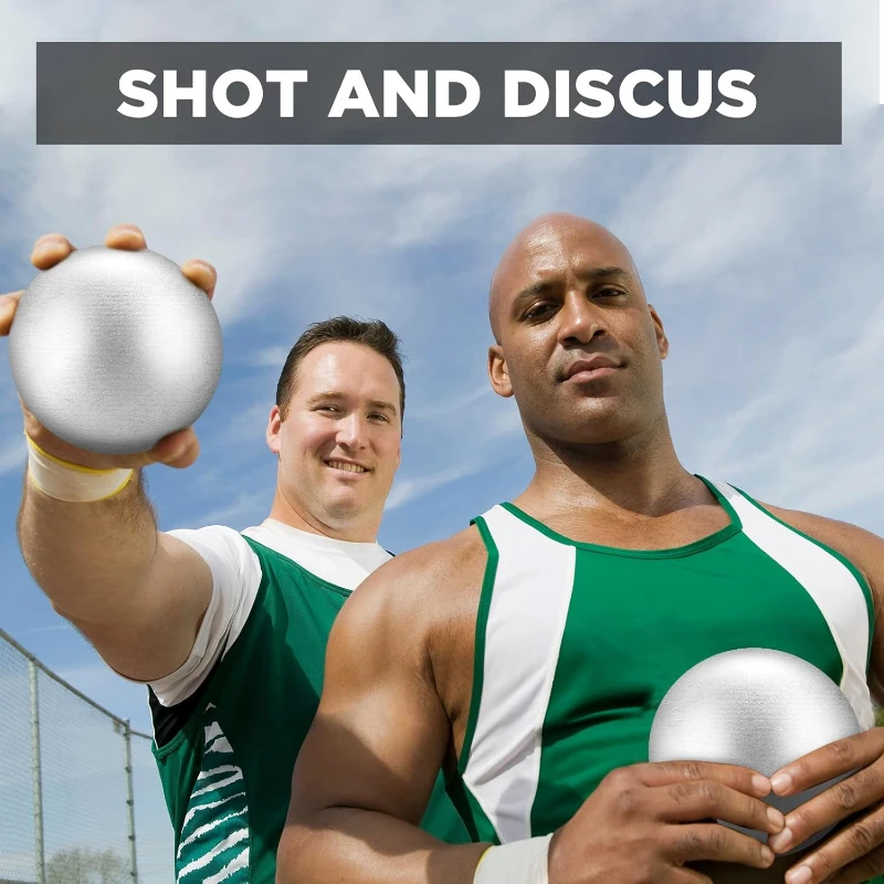2-Pack Cast Iron Shot Put Balls — 6 lb Training Shotputs, Silver-Coated for High School Track & Field Practice