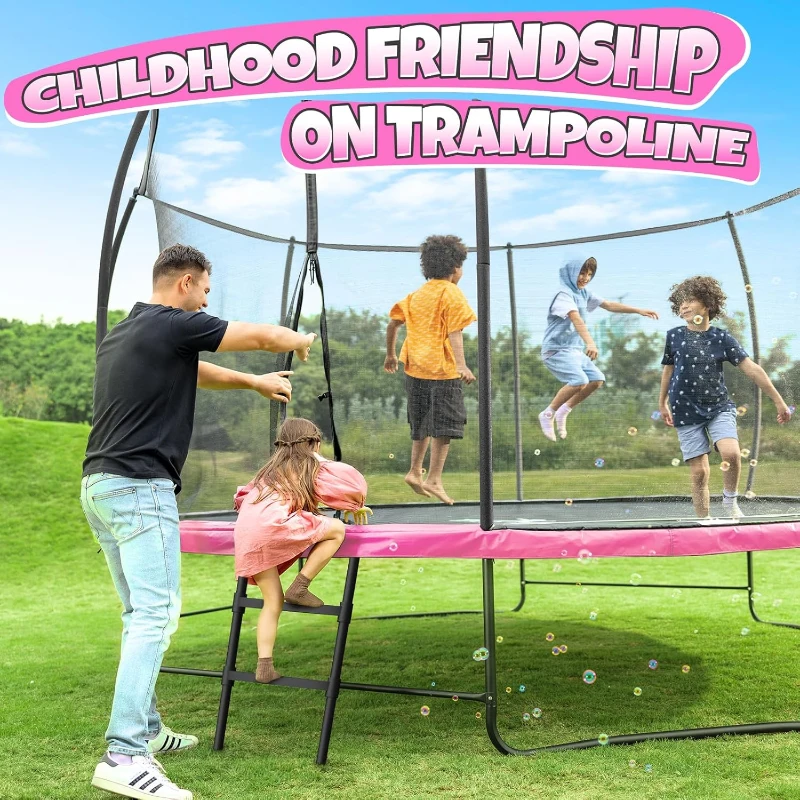 BCAN 8–16FT Outdoor Recreational Trampoline with Safety Net & Ladder (8ft,10ft,12ft,14ft,15ft,16ft) – ASTM F381-16 Approved – For Kids & Adults