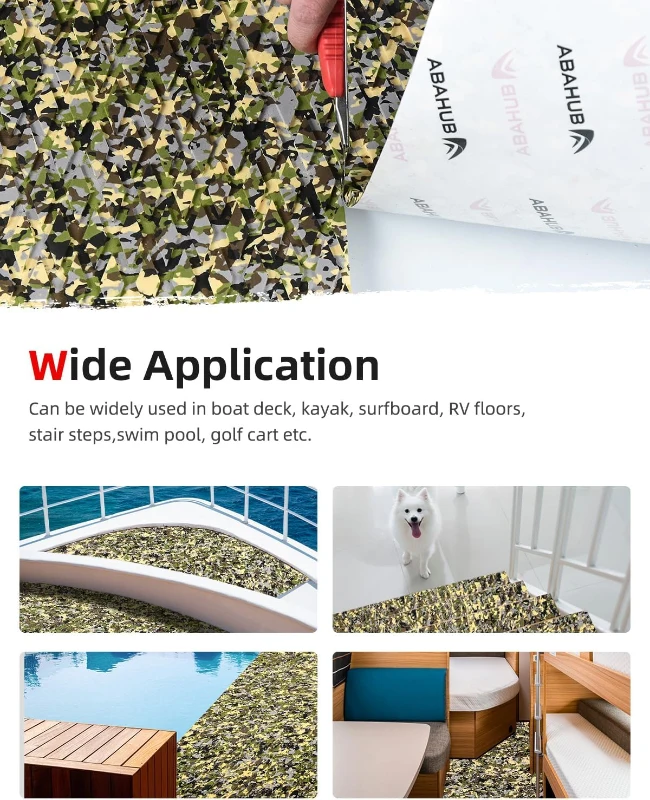 Abahub 6mm EVA Foam Boat Flooring — Non-Slip Camouflage Traction Pad, Self-Adhesive & Trimmable