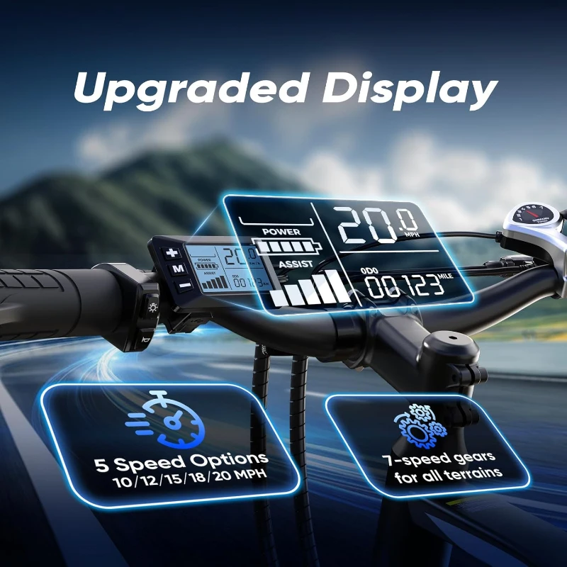 Electric Bike for Adults – 750W or 1000W Peak Electric Mountain Bike, Up to 60 Miles Range, 20 MPH, 20""/26"" Tires Lightweight Commuter E-Bike