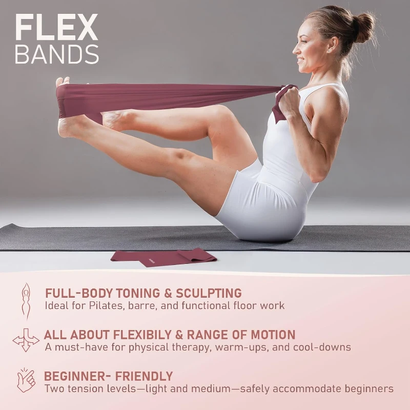 Home Pilates 15"" Ring Kit with Core Ball + 3 Mini Bands & 2 Flex Bands — Pilates Mat Essential by PhysKcal