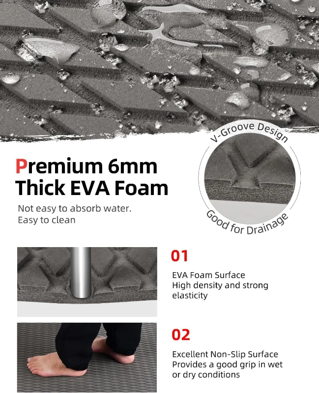 Abahub EVA Marine Flooring — 6mm Camouflage Traction Pad, Self-Adhesive & Cut-to-Fit Deck Sheet (96''x16''/23.5''/38''/47''; 48''x16'') for Surfboards, SUPs, Kayaks and Boats