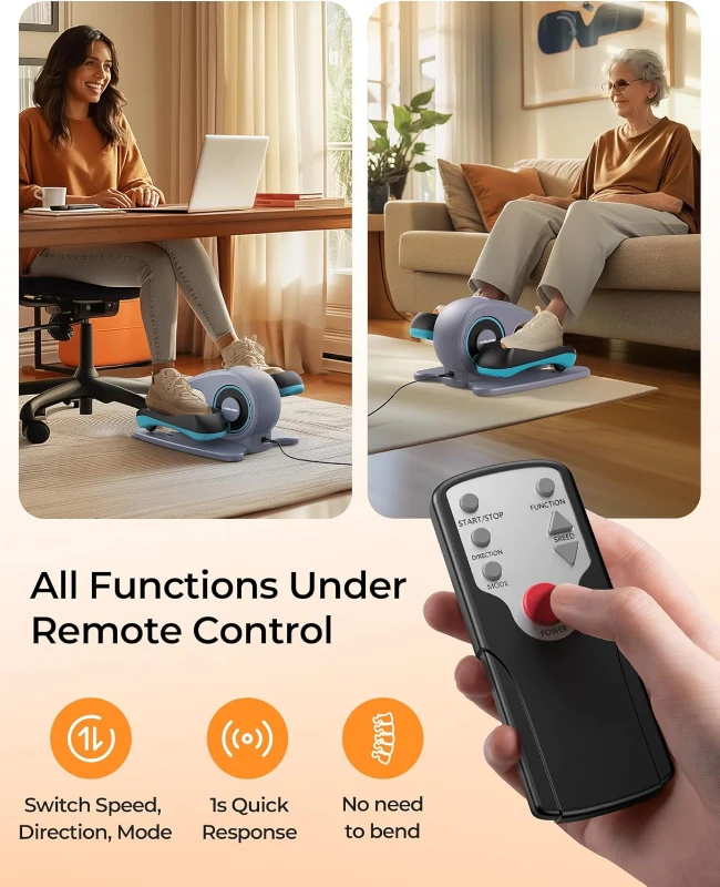 YOSUDA Electric Under-Desk Elliptical Trainer — Seated Pedal Exerciser for Seniors with Remote, Pre-Assembled, Free Non-Slip Foot Straps & 10 Speed Levels