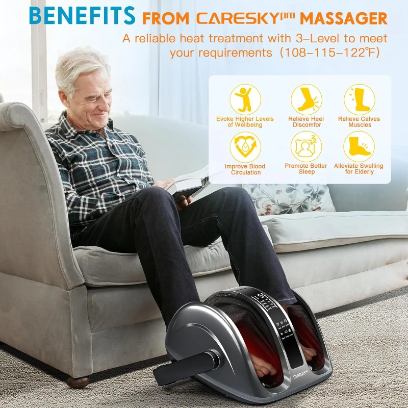 Shiatsu Foot Massager with Heat - FSA Eligible, 3-Level Heating, Deep Kneading & Rolling for Calves, Feet & Arms, Relief for Plantar Fasciitis & Neuropathy