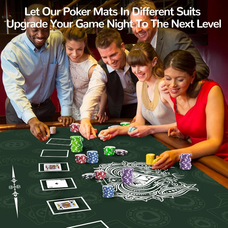 70 x 35 Inch Waterproof Poker Table Mat — Super-Soft Texas Hold'em Surface with Premium Smooth Finish and Zippered Carrying Case for Parties and Home Casinos