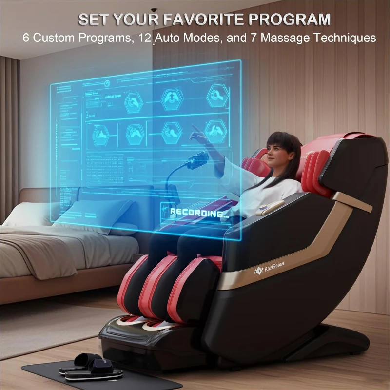 KZ-313 (2026) Full-Body Heated Jade Roller Massage Chair with Deep Zero Gravity, Extended SL-Track, 12 Auto Modes, 6 Custom Programs, Backlit Touchscreen, Voice Control & Wireless Charger