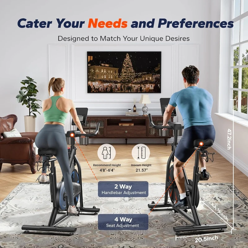 Merach Magnetic Exercise Bike S36 — Low-Noise Spinning Bike with Wide Seat, 330 lb Capacity, Exclusive App, Tablet Mount & Guided Courses