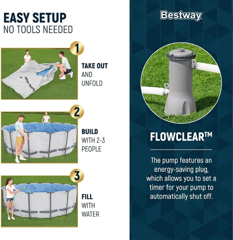 Bestway Steel Pro MAX 2-Pack Above-Ground Round Pool Set — 14 ft x 48 in Metal Frame with 1,000 Filter Pump, Ladder & Cover