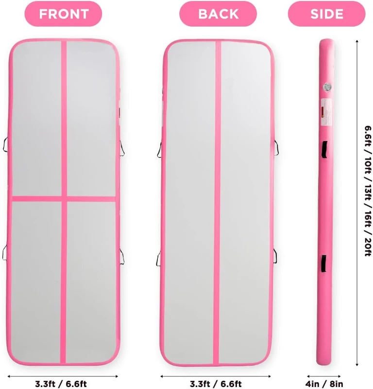 Air Inflatable Tumbling Mat for Gymnastics - 6ft/10ft/13ft/16ft/20ft Air Track, 4in or 8in Thick with Electric Pump, Portable for Home, Cheer, Yoga, Water & Outdoor