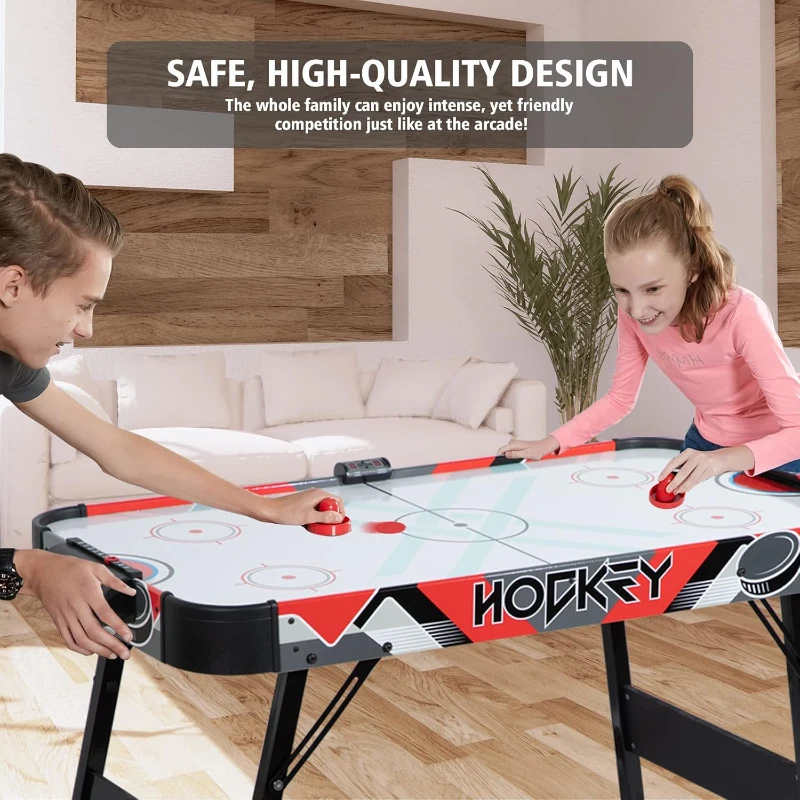 48"" Foldable Air Hockey Table — Indoor Arcade-Style Game with 2 Pucks, 2 Pushers and Electronic Scoreboard for Kids & Adults