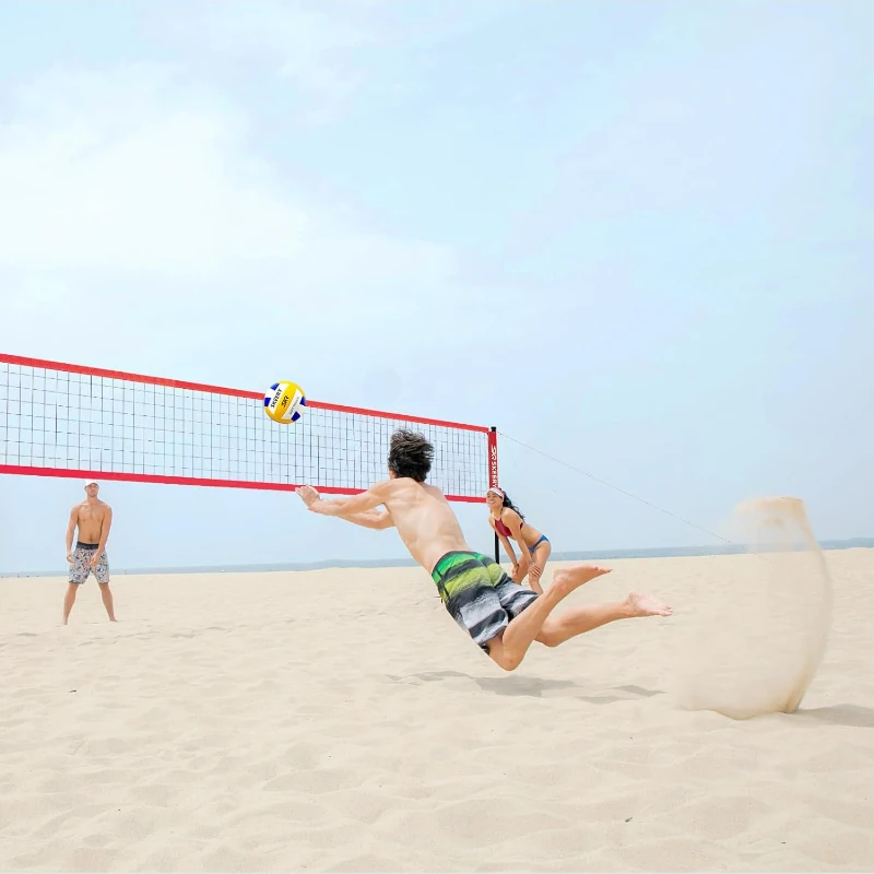 Outdoor Heavy-Duty Volleyball Net Set — Anti-Sag Design with Adjustable Aluminum Poles, Integrated Winch, Portable for Backyard, Grass & Beach