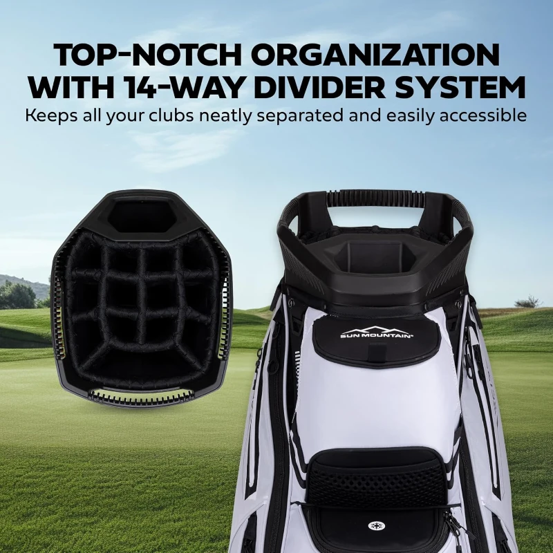 Sun Mountain C130 Men's Lightweight Cart Golf Bag – 14-Way Top, 2025 Model (9.0"" Top, 6.6 lbs)