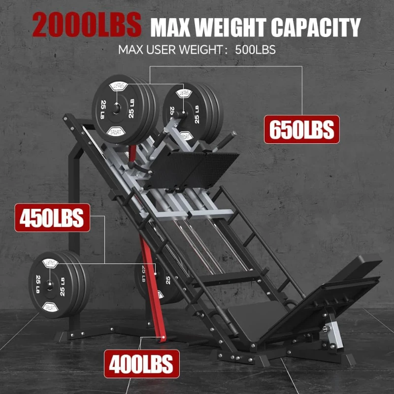 SPART 5-in-1 Iso Leg Press & Hack Squat Machine with Linear Bearing System, Adjustable Calf Raise, Commercial-Grade Leg Training Station with Plate Storage and Band Pegs