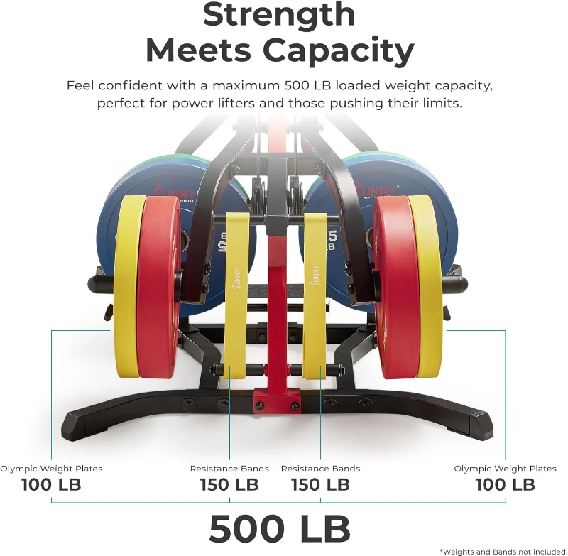 Sunny Health & Fitness SF-HG92401 All-in-One Multifunctional Home Gym System – Optional Squat Stand/Power Rack Compatible with Adjustable Incline Bench