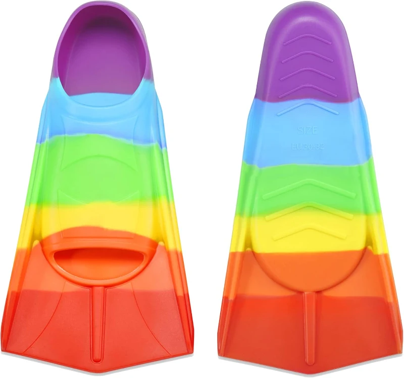 Prsca Kids Short Swim Fins with Cap, Earplugs & Nose Plug — Training Flippers for Lap Swimming