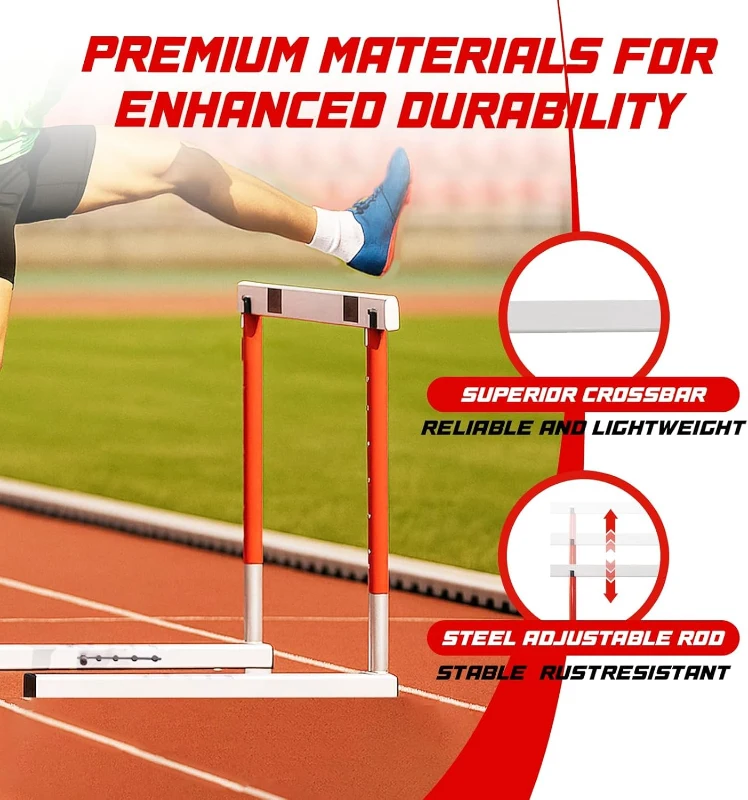 DRKSBesto Adjustable Track & Field Hurdles with Counterweight – Heavy-Duty, Height 30–42 in for Multi-Sport Training