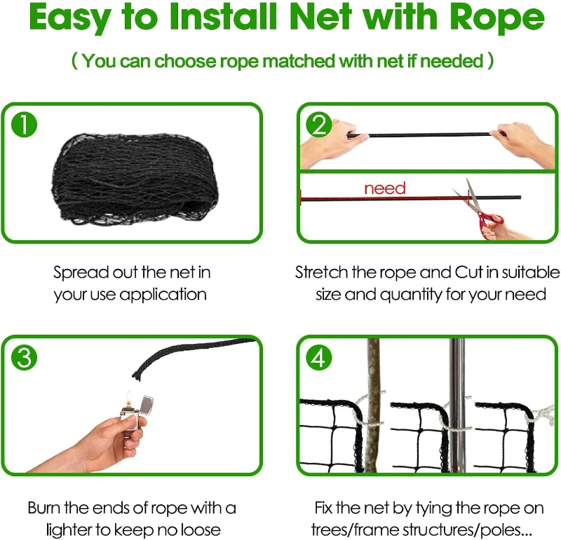 Heavy-Duty Polyethylene Baseball/Softball Backstop Netting – Multiple Sizes (10'x10' to 15'x50')