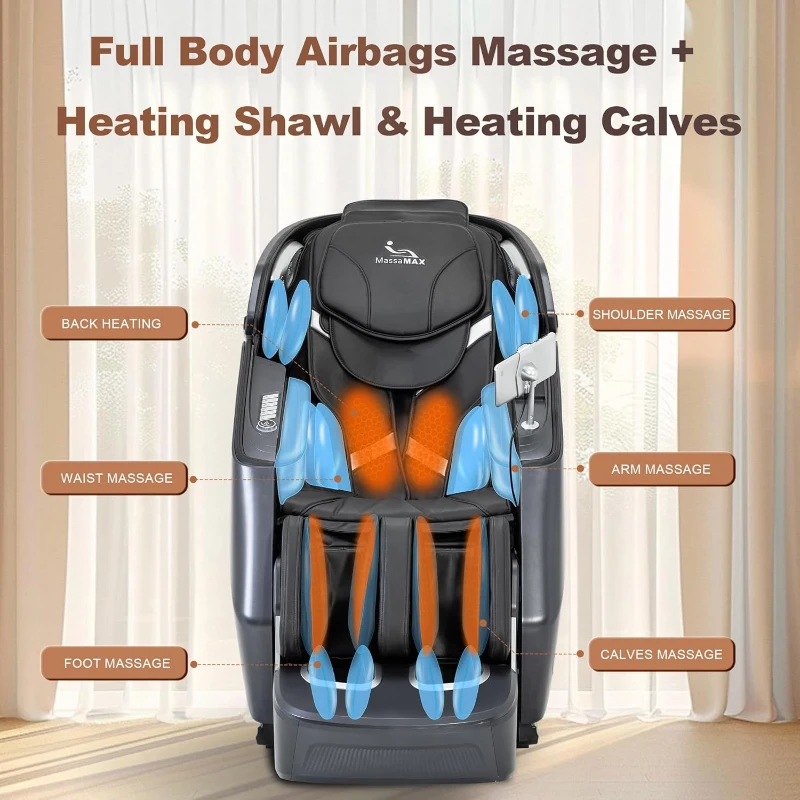 MassaMAX A675 4D Massage Chair (2026) with i-Open Flexible SL Track 125°–167°, Full Body Scan, Calf Kneading, Auto Footrest, Zero Gravity & 22 Modes