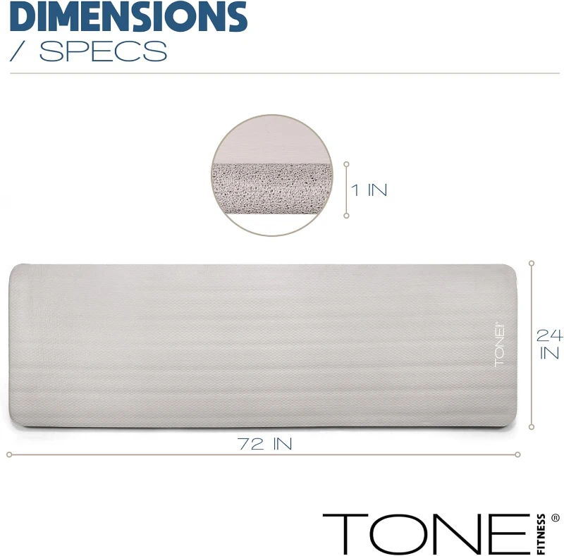 Tone Fitness 1-Inch High-Density Yoga & Pilates Mat with Carrying Strap — 24"" x 72""